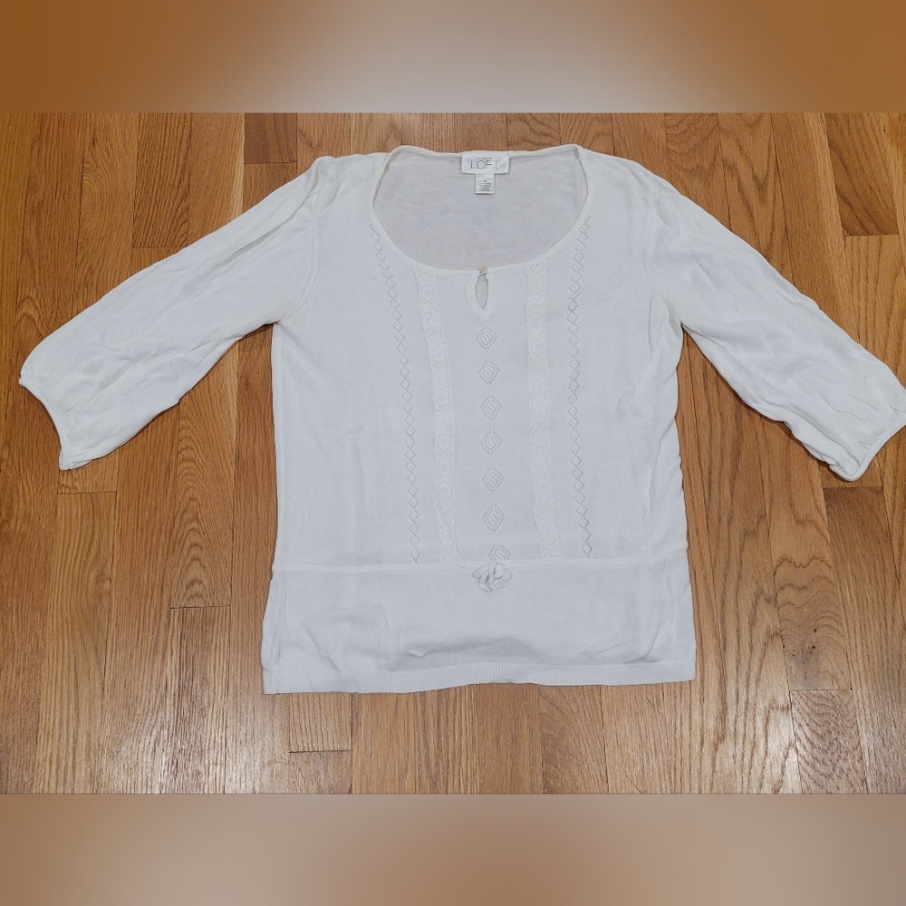 Loft white size M knit top